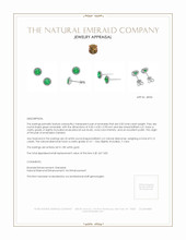 0.50 Ct.Tw.Total Carat Weight Emerald and Natural Diamond Studs Earrings, 18K White Gold Appraisal