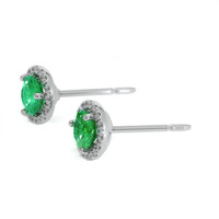 0.50 Ct.Tw. Emerald Natural Diamond Pave Earrings, 18K White Gold Image