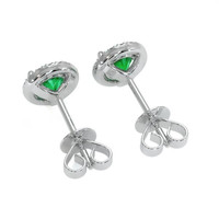 0.50 Ct.Tw. Emerald Natural Diamond Pave Earrings, 18K White Gold Image
