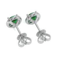 0.50 Ct.Tw. Emerald Natural Diamond Pave Earrings, 18K White Gold Image