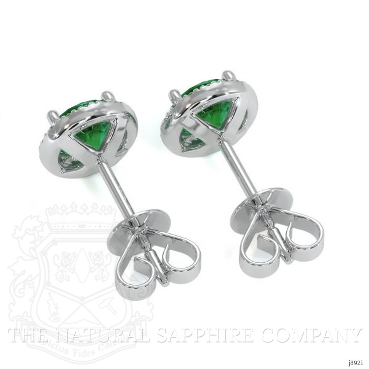 0.50 Ct.Tw. Emerald Natural Diamond Pave Earrings, 18K White Gold