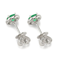0.50 Ct.Tw. Emerald Natural Diamond Pave Earrings, 18K White Gold Image