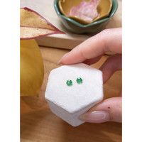 0.50 Ct.Tw. Emerald Natural Diamond Pave Earrings, 18K White Gold Life Style