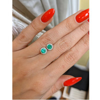0.50 Ct.Tw. Emerald Natural Diamond Pave Earrings, 18K White Gold Life Style