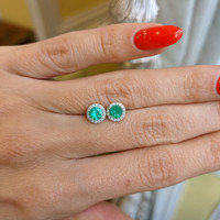 0.50 Ct.Tw. Emerald Natural Diamond Pave Earrings, 18K White Gold Life Style