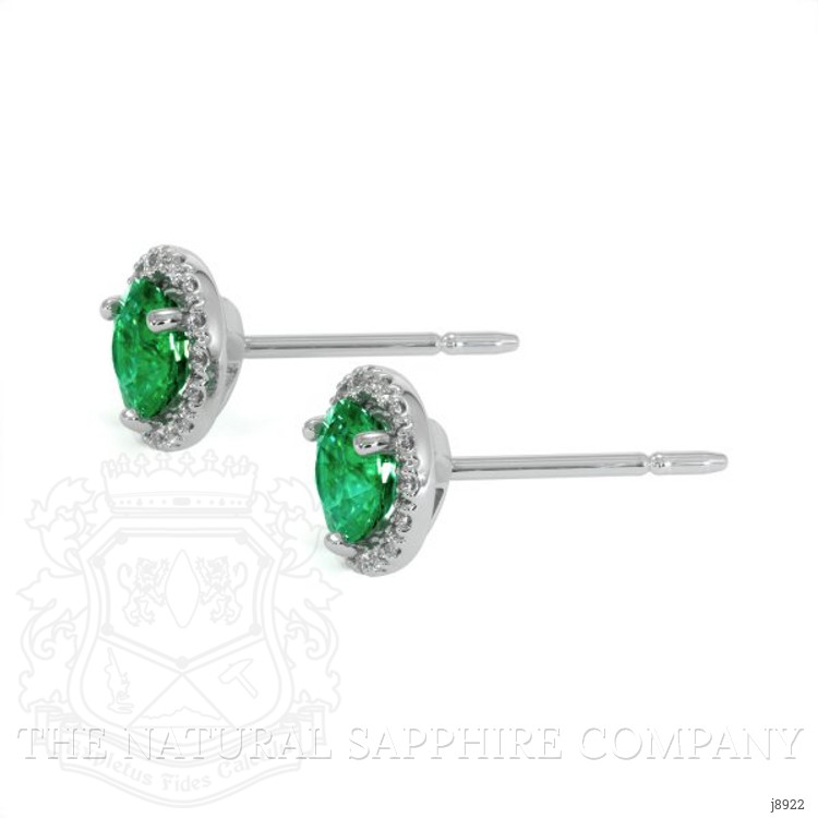 0.72 Ct.Tw. Emerald Natural Diamond Pave Earrings, 18K White Gold