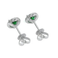 0.72 Ct.Tw. Emerald Natural Diamond Pave Earrings, 18K White Gold Image