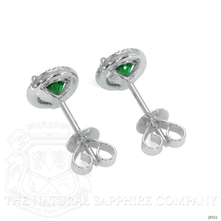 0.72 Ct.Tw. Emerald Natural Diamond Pave Earrings, 18K White Gold