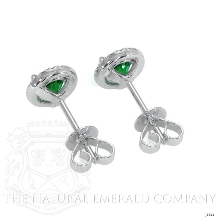 0.72 Ct.Tw. Emerald Natural Diamond Pave Earrings, 18K White Gold