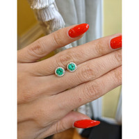 0.72 Ct.Tw. Emerald Natural Diamond Pave Earrings, 18K White Gold Life Style
