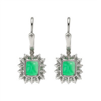 2.86 Ct.Tw. Emerald Natural Diamond Halo Earrings, 18K White & Yellow Image