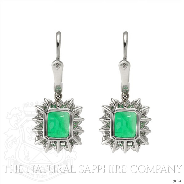 2.86 Ct.Tw. Emerald Natural Diamond Halo Earrings, 18K White & Yellow