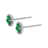 0.40 Ct.Tw. Emerald Natural Diamond Pave Earrings, 18K White Gold Image