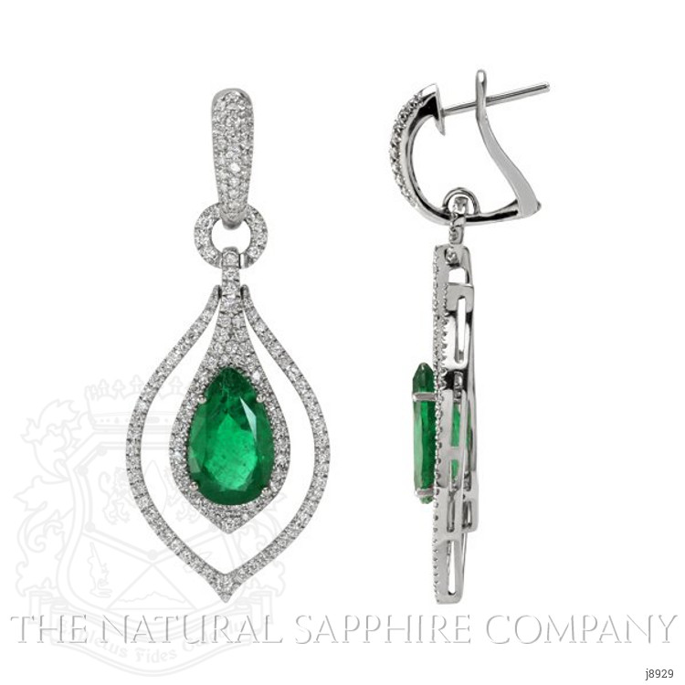 4.91 Ct.Tw. Emerald Natural Diamond Halo Earrings, 18K White Gold