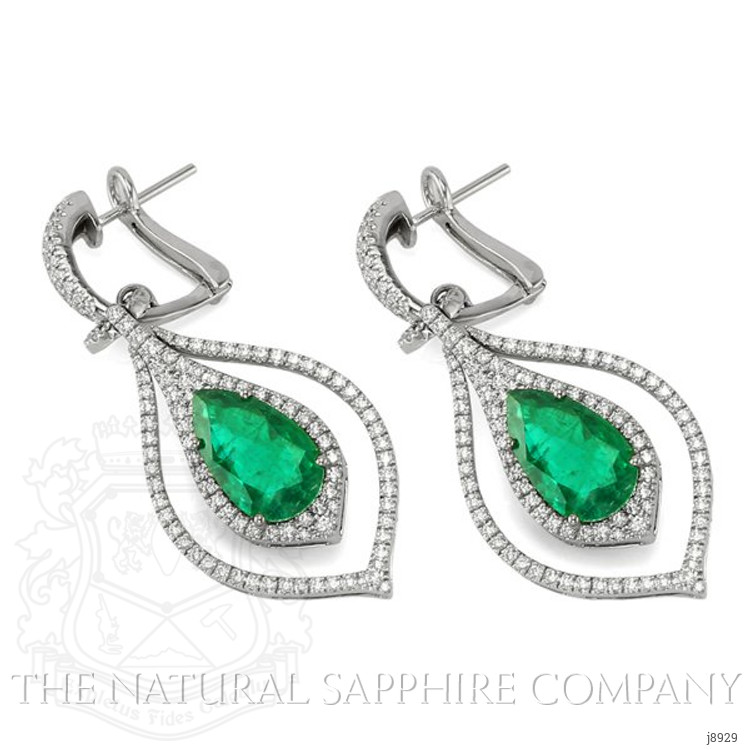 4.91 Ct.Tw. Emerald Natural Diamond Halo Earrings, 18K White Gold
