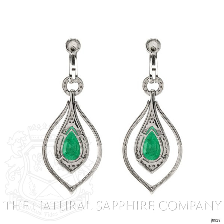 4.91 Ct.Tw. Emerald Natural Diamond Halo Earrings, 18K White Gold