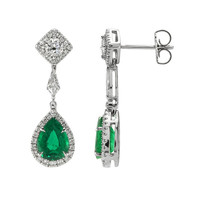 3.03 Ct.Tw. Emerald Natural Diamond Earrings, 18K White Gold Image
