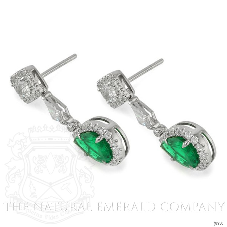 3.03 Ct.Tw. Emerald Natural Diamond Earrings, 18K White Gold