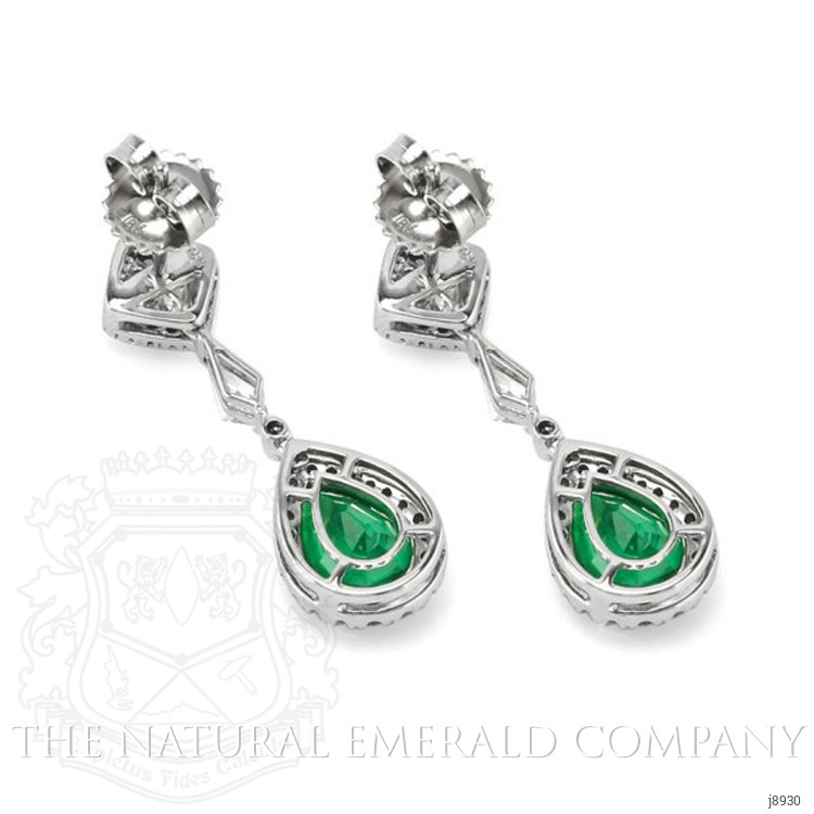 3.03 Ct.Tw. Emerald Natural Diamond Earrings, 18K White Gold