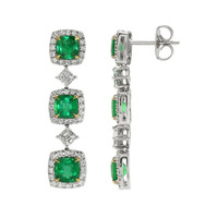 3.23 Ct.Tw. Emerald Natural Diamond Earrings, 18K White & Yellow Image
