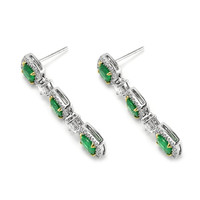 3.23 Ct.Tw. Emerald Natural Diamond Earrings, 18K White & Yellow Image