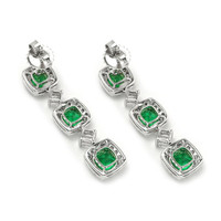 3.23 Ct.Tw. Emerald Natural Diamond Earrings, 18K White & Yellow Image