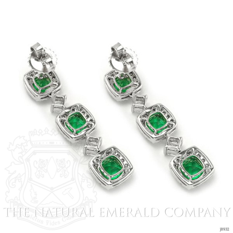 3.23 Ct.Tw. Emerald Natural Diamond Earrings, 18K White & Yellow