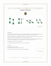 4.38 Ct.Tw. Emerald Natural Diamond Pave Earrings, 18K White Gold Appraisal