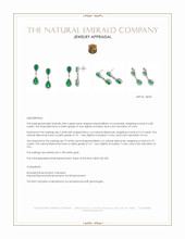 4.38 Ct.Tw.Total Carat Weight Emerald and Natural Diamond Pave Earrings, 18K White Gold Appraisal