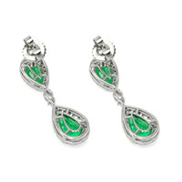 4.38 Ct.Tw. Emerald Natural Diamond Pave Earrings, 18K White Gold Image