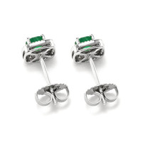 0.50 Ct.Tw.Total Carat Weight Emerald and Diamond Earrings - 18K White Gold Image