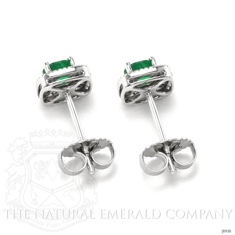 0.50 Ct.Tw. Emerald Natural Diamond Pave Earrings, 18K White Gold