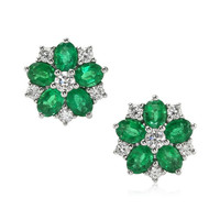 1.55 Ct.Tw.Total Carat Weight Emerald Natural Diamond Earrings, 18K White Gold Video
