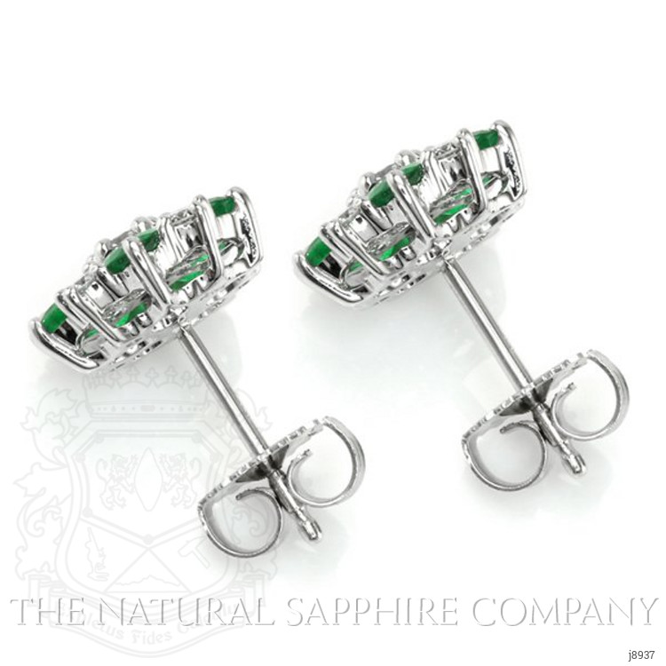 1.55 Ct.Tw. Emerald Natural Diamond Earrings, 18K White Gold