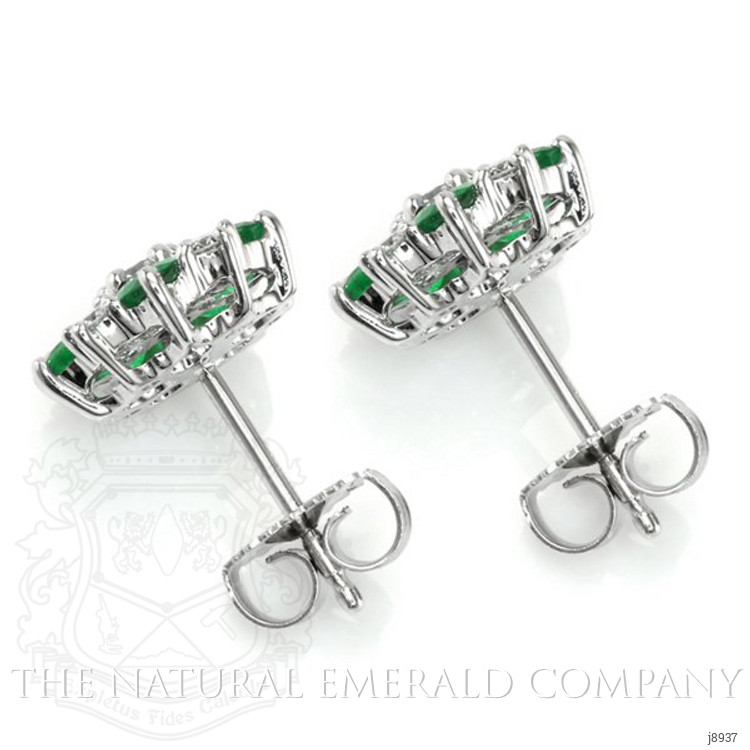 1.55 Ct.Tw. Emerald Natural Diamond Earrings, 18K White Gold