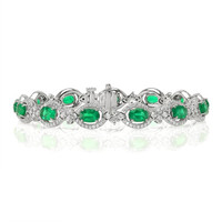 5.71 Ct.Tw. Emerald Natural Diamond Bracelet, 18K White Gold Video