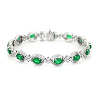5.71 Ct.Tw. Emerald Natural Diamond Bracelet, 18K White Gold Image