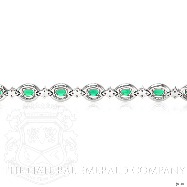 5.71 Ct.Tw. Emerald and Natural Diamond Bracelet, 18K White Gold