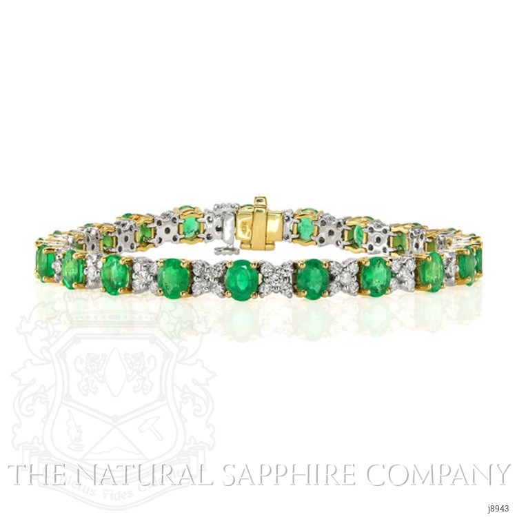 6.60 Ct.Tw. Emerald Natural Diamond Bracelet, 18K White & Yellow