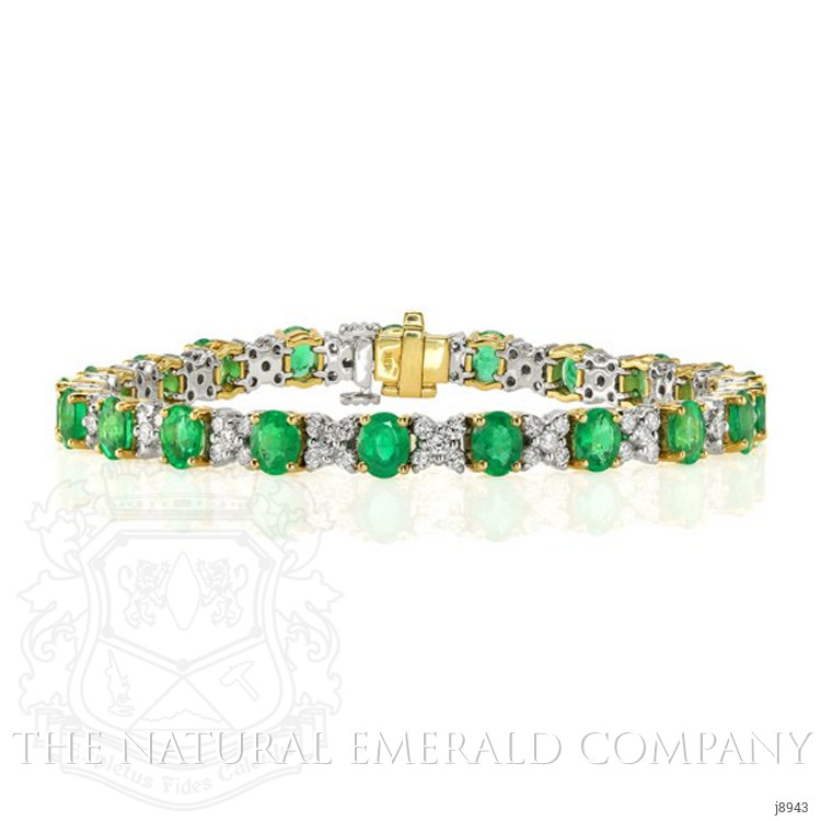 6.60 Ct.Tw. Emerald Natural Diamond Bracelet, 18K White & Yellow
