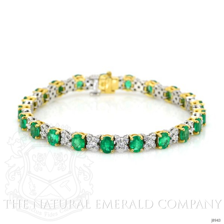 6.60 Ct.Tw. Emerald Natural Diamond Bracelet, 18K White & Yellow