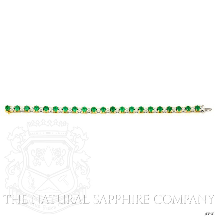6.60 Ct.Tw. Emerald Natural Diamond Bracelet, 18K White & Yellow