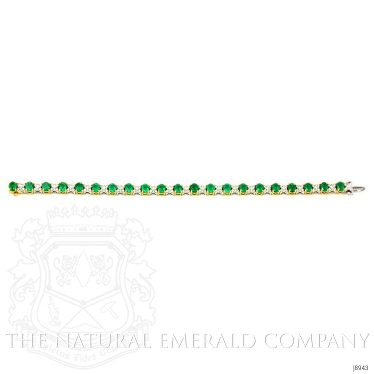 6.60 Ct.Tw. Emerald Natural Diamond Bracelet, 18K White & Yellow