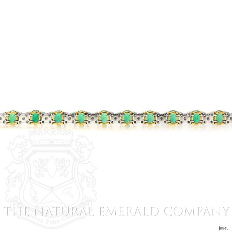 6.60 Ct.Tw. Emerald Natural Diamond Bracelet, 18K White & Yellow