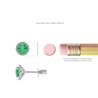 0.78 Ct.Tw. Emerald Natural Diamond Pave Earrings, 18K White Gold Image