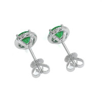 0.78 Ct.Tw. Emerald Natural Diamond Pave Earrings, 18K White Gold Image