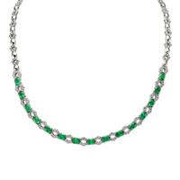 4.65 Ct. Emerald Natural Diamond Accent Stones Necklace, 18K White Gold Video