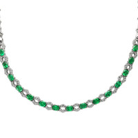 4.65 Ct. Emerald Natural Diamond Accent Stones Necklace, 18K White Gold Image