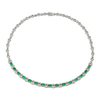 4.65 Ct. Emerald Natural Diamond Accent Stones Necklace, 18K White Gold Image