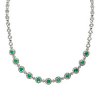 2.80 Ct. Emerald Natural Diamond Necklace, 18K White Gold Video